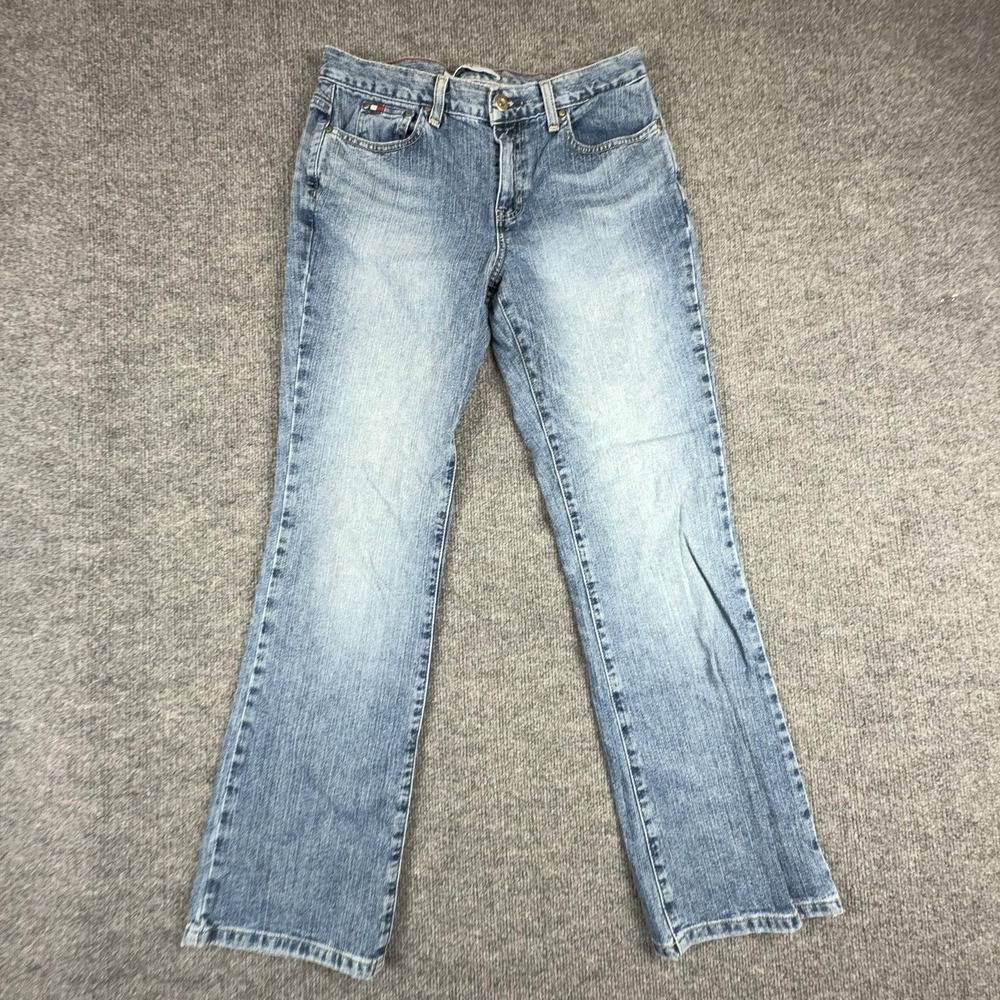 Y2K Tommy Hilfiger Jeans Womens 30x32 Light Wash Mid Rise Straight Buckle Denim